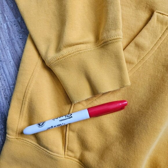 Nike Sweatshirt Evolution of the Swish Pinwheel Logo Yellow Long Sleeve Hooded M - Picture 13 of 16